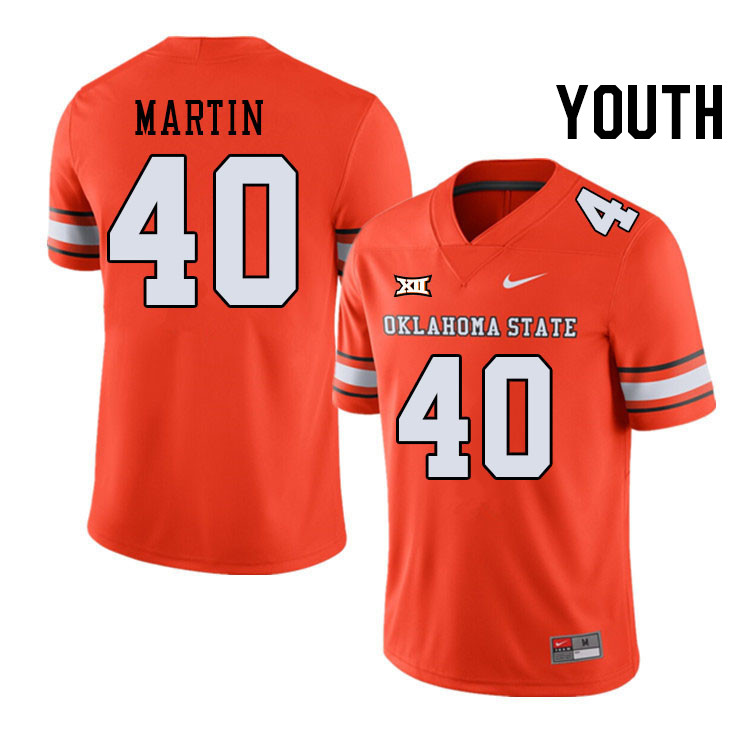 Youth #40 Garrick Martin Oklahoma State Cowboys College Football Jerseys Stitched-Alternate Orange